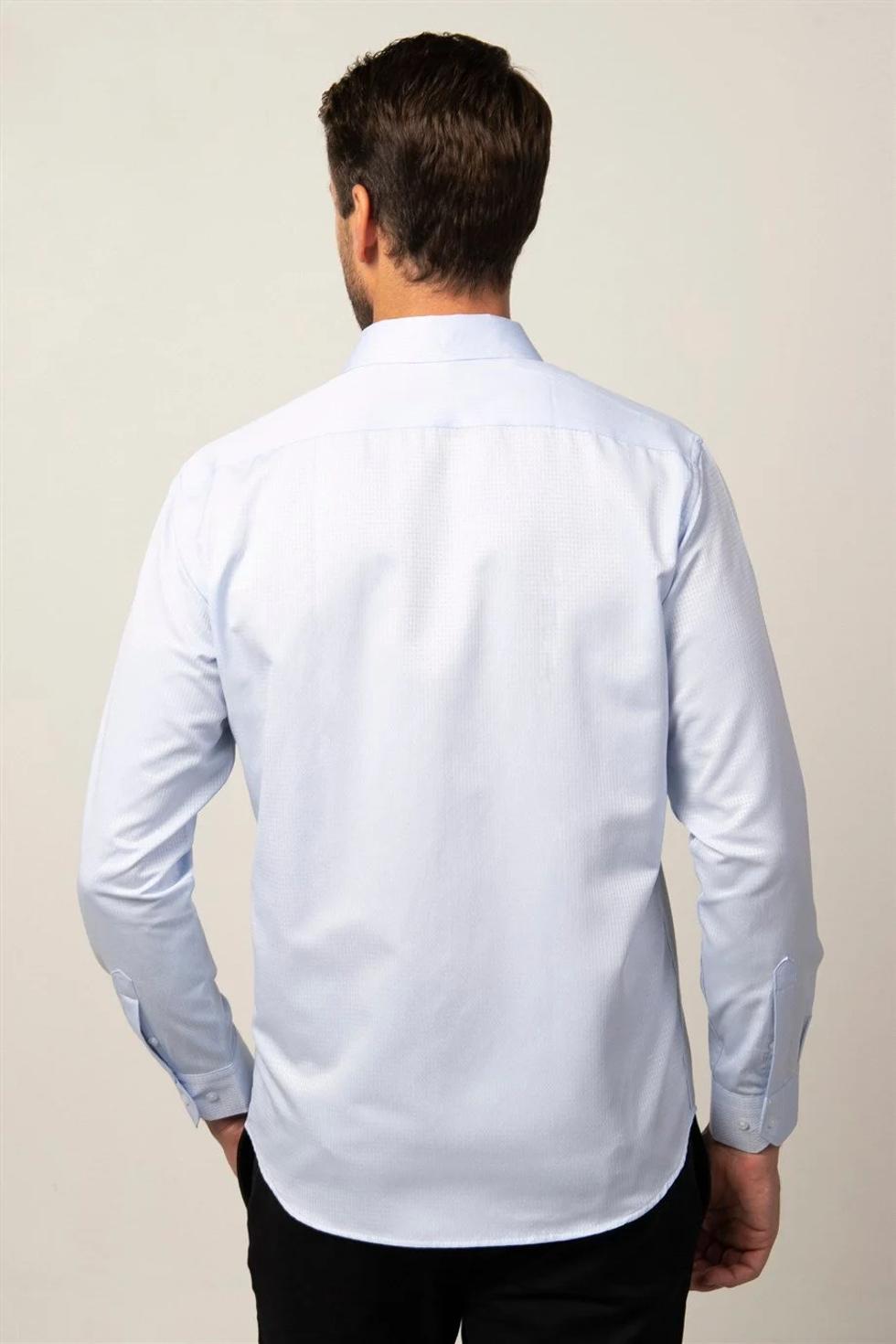 Klasik Fit Uzun Kollu Pamuklu Kolay Ütü Armürlü Erkek Gömlek