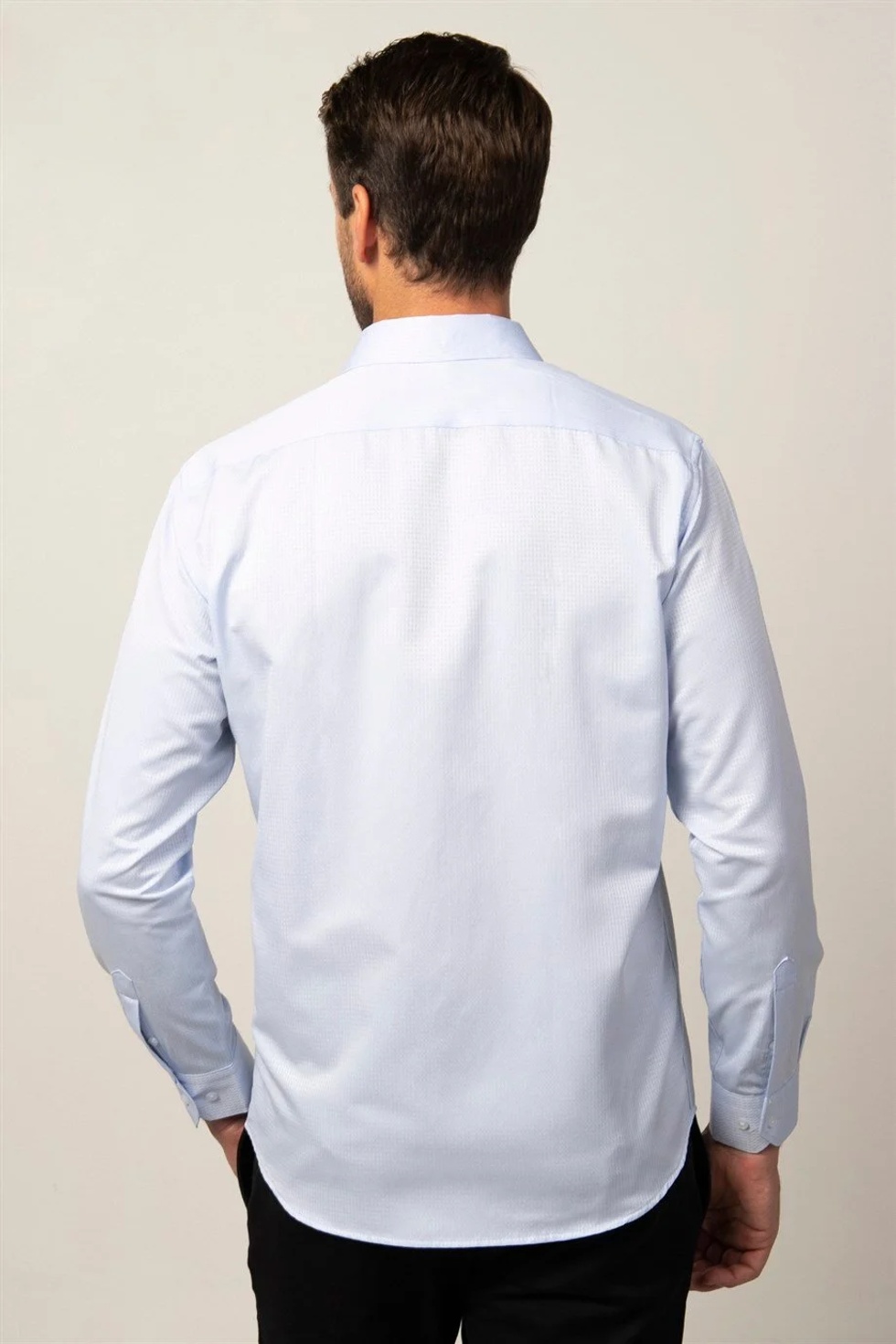 Klasik Fit Uzun Kollu Pamuklu Kolay Ütü Armürlü Erkek Gömlek