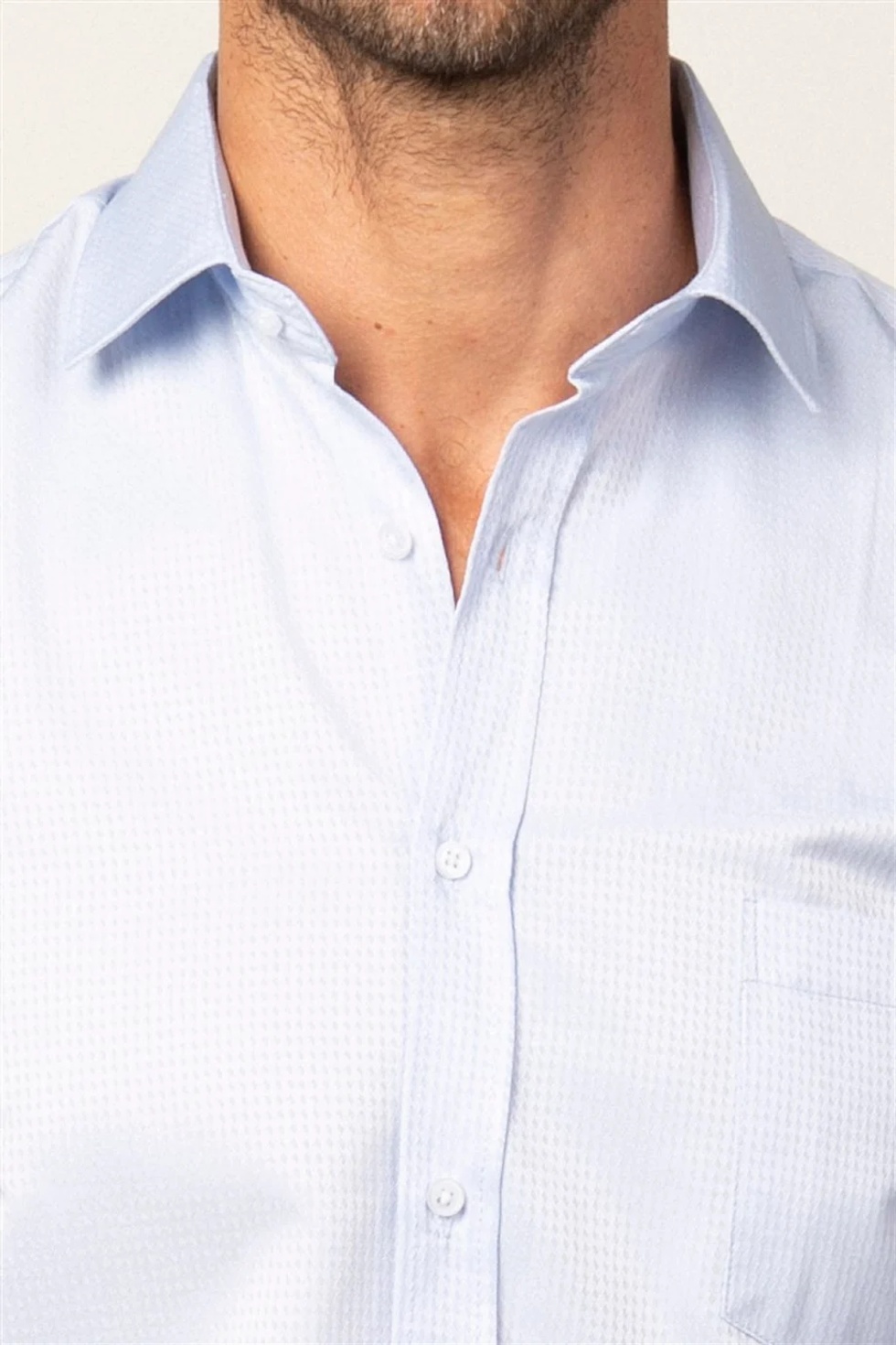Klasik Fit Uzun Kollu Pamuklu Kolay Ütü Armürlü Erkek Gömlek